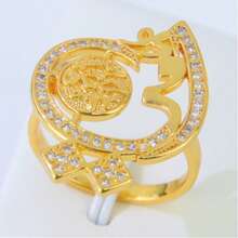 Bague de style luxueux de Dubaï plaquée or 21 carats, élégante bague de mariage islamique saoudienne, bijoux de fête d'Oman pour femmes - Bagues de mode - Voir 57