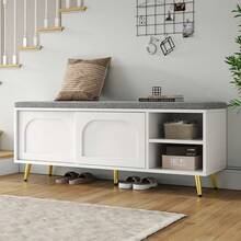 Shoe Changing Stool - White + Particle Board - View 4