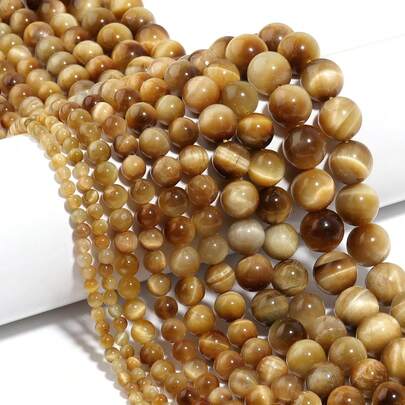 AAA Natural Golden Tiger's Eye Beads, Smooth Round Loose Beads, Suitable For DIY Jewelry Making - Fit For Necklace, Bracelet, Earring - Size 4/6/8/10/12mm