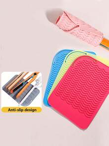 Silicone Heat-Resistant Hook Mat, Hair Straightener Storage Bag Combo, Cosmetic Organizer Bag, Mini Bag For Hair Straightener, Curling Iron, Salon Tools, Travel Makeup Case Accessories Hair Styling Kit Hair Tool Kit,Summer,Holiday - Multicolor - View 4