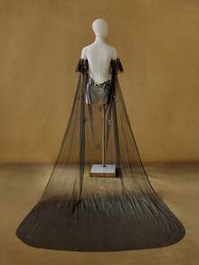 1条2米长精致女士披肩，可拆卸可穿戴，适合搭配女士婚纱、正式场合和派对。 - 彩色 - 查看 7