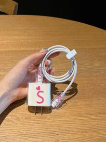 5pcs Charger & Cable Organizer Set (1pc Black Cable Organizer Bag, 1pc Charger Protector Case, 2pcs Cable Savers, 1pc White Cable Tie) With UV Printed Pink Heart & 26 Letters Pattern, Suitable Compatible With Apple 20W Fast Charger - Multicolor - View 10