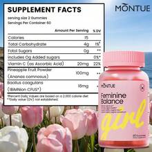 MONTUE Premium Feminine Balance Gummies-Probiotic Vaginal,PH Balance With Prebiotics & Lactobacillus Probiotic Blend&Hawaiian Pineapple Immune Support, Vegan,Valentine's Day - hồng - Xem 3