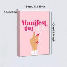 1 pieza Impresión artística en lienzo "Amor Propio" inspiracional, decorativa para dormitorio y salón de uñas, color rosa - Multicolor - Ver 8