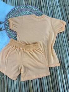 CONJUNTO MENINAS INFANTIL NUBIA REF 006 / CONJUNTO INFANTIL / CONJUNTO MENINA INFANTIL / CONJUNTO INFANTIL LANÇAMENTO / ROUPA INFANTIL / MENINA - LARANJA CLARO - Visão 4