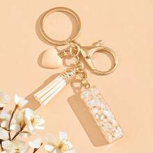 1 móc khóa chữ cái đầu màu be trung tính kèm tua rua hình trái tim dễ thương, phụ kiện túi xách, quà tặng tiệc tùng, thích hợp làm quà tặng cho bạn bè. - Màu be - Xem 18