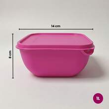 Set Of 12 Square Plastic Containers In Various Colors – Kitchen Organizer With Lids (5*500 Ml, 5*1 L, 2*1.8 L) - Pink - View 4