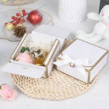 10pcs White & Gold Edged Gift Boxes, 10.6 X 7.8 X 3.1 Inches (27 X 20 X 8 Cm)With Ribbon, Bridesmaid Proposal Boxes, Kraft Paper Boxes, Suitable For Weddings, Packaging, Gifts, Birthdays, Cupcakes, Crafts, Christmas Gifts, Bachelorette Parties, Bridal Showers, Birthday Parties, Bridesmaid Proposal Gifts, Wedding Decor, Bridal Shower Favors - White With Gold Border - View 4