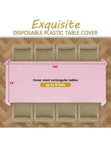 Pink Party Tablecloth, Suitable For Square Tables, Pink Plastic Tablecloth, Removable Rectangular Tablecloth, Birthday, Wedding And Anniversary Party Supplies