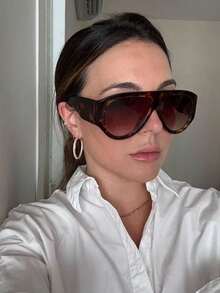 1 Piece European And American Style Stylish Oversized Sunglasses, Fashion Street Style Protective Eyewear Accessories For Summer, Vacation, Travel, Beach In Shield Shape - 彩色 - 查看 2