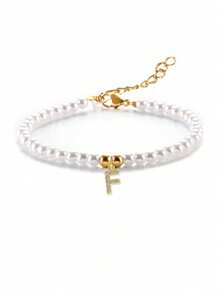 甜美珍珠字母串珠手链，女孩专属个性化时尚手链，送给她的礼物 - 均碼 - 查看 7