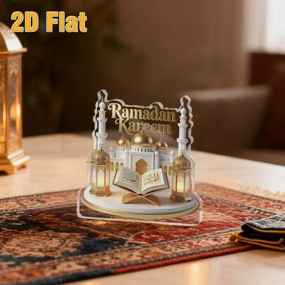 Ramadan Acrylic 3D Decor, Transparent Acrylic Holder Creates Ramadan Atmosphere, Serving As Both A Ritual Decoration On The Desk And A Gentle Wish For Ramadan, Filled With Devotion And Warmth.