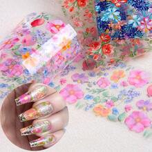 10张/盒 春季花卉美甲转印纸：玫瑰、芙蓉、花瓣和叶子图案 - 可爱迷人的美甲装饰、DIY美甲沙龙配件、美甲用品（不粘）