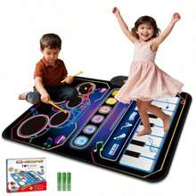 Set Musical 2 en 1 para s Alfombra Musical de Piano y Batería con 2 Baquetas 6 Instrumentos 13 Melodías Juguete Educativo Interactivo Toca y Aprende Regalo Ideal para s y Niñas 3+ Años - N - Ver 7
