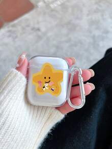 1个卡通星形图案透明可拆卸TPU蓝牙耳机保护套，带银色挂钩，兼容苹果蓝牙耳机（仅含耳机保护套，不含耳机） - 彩色 - 查看 7