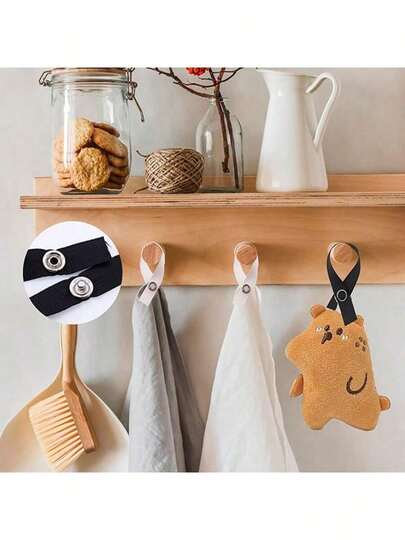 10個 ボタン式 多機能 吊り下げフック、調整可能で固定的な吊りストラップ、様々なフックに適用、軽量で掛けやすい、キッチン、バスルーム、家庭の整理に最適