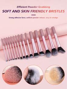15件套专业化妆刷套装，高品质散粉刷、腮红刷、修容刷、眼影刷、高光刷，打造无瑕底妆的化妆工具 - 粉色 - 查看 8