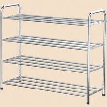 Stainless Steel 4-Tier Shoe Storage Organizer, Holds 12 Pairs, Ideal For Entryway Spaces - Silver - View 1