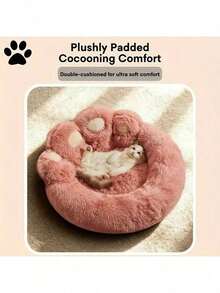 Pet Bed Pet Sofa Soft And Comfortable Bear Paw Pet Bed, Sleep Solution For Dogs And Cats. Comfortable Donut Dog Bed Luxurious Dog And Cat Pad Bed, Bring Cozy Warmth To Cats In Winter. Cute Home Decoration Comfortable For Indoor Use, Perfect Pet Gift Suitable For Small And Medium-Sized Pet Beds, All-Season Cat Sleeping Beds, Villa Sleeping Pads, Sofas - 咖啡棕 - 查看 8
