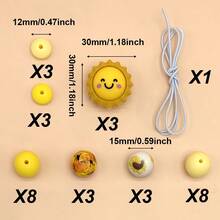 5/32件套硅胶DIY串珠套装，3D硅胶可爱动物珠子，适用于手工DIY手链项链首饰制作，工艺配件，钥匙扣，笔饰，手机挂饰，包包吊坠，独特礼物 - 彩色 - 查看 24