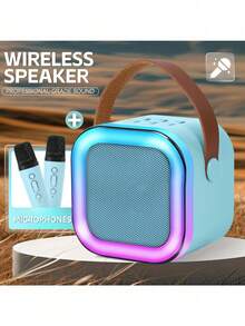 Wireless Microphone Speaker Set, With Dynamic Microphone, USB Rechargeable Karaoke Machine, Portable Handheld Karaoke System, With Dynamic Microphone, USB-C Charging - Multicolor - View 8