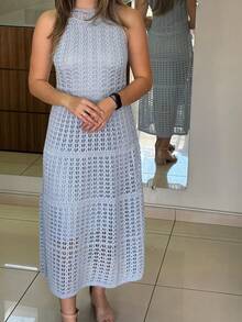 Women's Elegant Midi Knit Dress With Lining, Long, For Summer Parties, Weddings, Beach Dates, Graduations - View 2