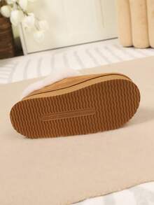 Women's Plush Faux Fur Collar Slippers - Non-Slip Indoor House With Cozy Winter Warmth, Black/Beige, Soft Cushioned Sole & Easy Slip-On Design (Hand Washable) For Bed,, Floors - 駝色 - 查看 3