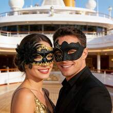 Couple Masquerade Ball Mask, Venetian Party Mask, Halloween Costume Party Opera Carnival Gathering Unisex Fashionable High-End Mask - Gold - View 9