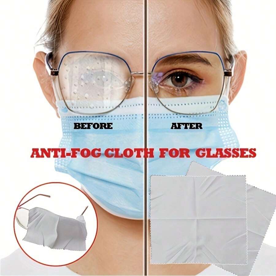 5 piezas de paño reutilizable antivaho, paño de limpieza de lentes de fibra fina para gafas, para uso en invierno - Gris - Ver 1