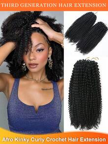 Afro Kinky Curly Crochet Feather Braids Human Crochet Hair In 100% Remy Human Hair Micro Pre Looped 50g Boho Crochet Human Hair Extension Feather Line Afro Kinky Curly Seamless Invisible For Thin Hair Woman - Natural Black - View 1