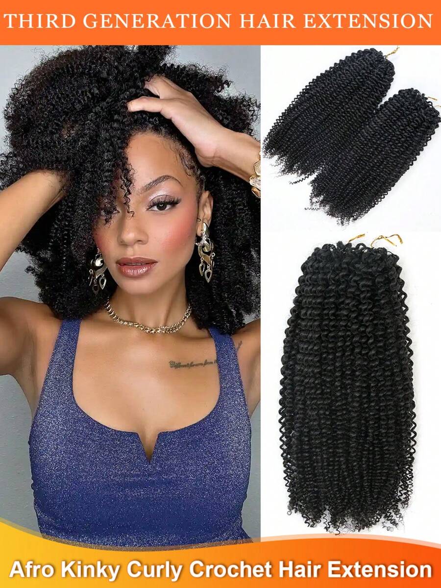 Afro Kinky Curly Crochet Feather Braids Human Crochet Hair In 100% Remy Human Hair Micro Pre Looped 50g Boho Crochet Human Hair Extension Feather Line Afro Kinky Curly Seamless Invisible For Thin Hair Woman - Natural Black - View 1