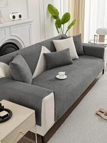1pc Solid Color Corn Fleece Sofa Cover, Plush Granule Design Comfortable Sofa Cushion, Suitable For Single, Loveseat, 3-Seater, 4-Seater And Sectional Sofas - Multicolor - View 4
