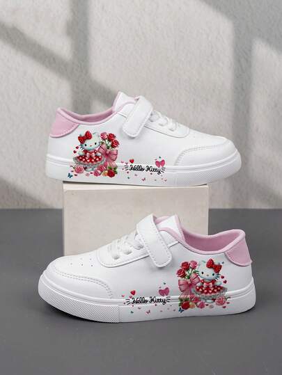  1 Pair Sanrio Affordable & Fashionable Casual Sports Shoes For Kids, Durable Basketball Shoes Suitable For Daily Wear And Outdoor Activities, Christmas Gift, Light-Up Shoes, Outdoor Play Shoes, Fun Design Shoes, Cartoon Print Shoes, Breathable Fabric Shoes, Flexible Sole Shoes, Children's Athletic Shoes, Sports Shoes, Holiday Gift, 2D Flat