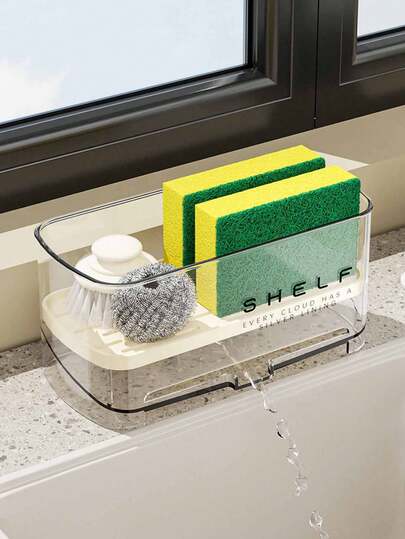 Suport de scurgere multifuncțional pentru chiuvetă - Design înclinat pentru scurgere rapidă, Scurgător detașabil pentru curățare ușoară, Potrivit pentru chiuveta de baie, chiuveta de bucătărie, Suport pentru burete și lavetă, Accesorii de bucătărie