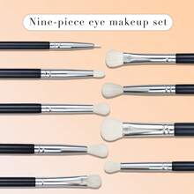 9支装100%山羊毛高光刷眼影晕染刷轮廓高光塑形化妆刷锥形美妆工具，粉底刷，遮瑕刷，腮红刷，修容刷，腮红刷，古铜粉刷，散粉刷，粉底刷，腮红刷 - 彩色 - 查看 9