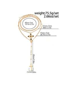 2pcs Minimalist Cross Pendant Necklace Set, Personalized Beaded Y-Necklace, Suitable For Daily Wear, Parties And Holiday Gifts - CCB Long Necklace - View 12