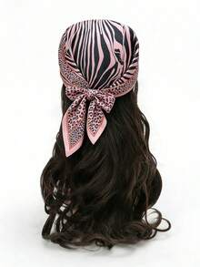 1pc Women's Classic Leopard Print 70*70cm Bandana Scarf, Fashionable UV Protection Multifunctional Headwear, Suitable For Daily Wear - Multicolor - View 10