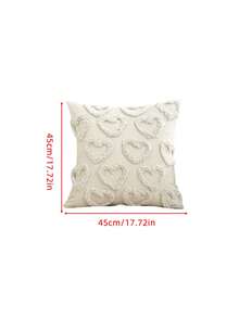 1pc/3pcs Set Beige Heart Embroidered Cushion Cover, Plush Embroidery Crafted Pillow Sham, Boho Style Decor For Living Room, Bedroom, Sofa, Garden, Everyday Use, Valentine's Day Gift, 45*45cm (Without Insert) - Multicolor - View 4