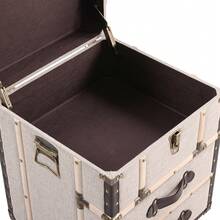 COZAYH Vintage Storage Chest With Buckle Hinged Top, Linen Accent End Side Table For Living Room, Office, Bedroom, Rectangle - Light Grey - View 11