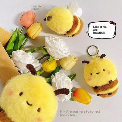 1pc 2026 New Cute Bee Plush Doll Pendant, Creative Stress Relief Doll Ornament, Birthday/Gift/Collection