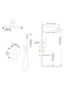 12-Inch Recessed Dual Function Chrome Plated Shower System With Rainfall Shower Head And Handheld Shower Head, Pre-Installed Valve For Bathroom - Electroplating Color - View 5