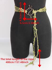 Dây gai tự nhiên thời Trung cổ với họa tiết lá xanh và thắt lưng dạng vòng cho nữ, thắt lưng dây thừng thắt nút kiểu phù thủy Bắc Âu, phụ kiện trang phục phục hưng Viking, thắt lưng cổ điển cho Halloween, đám cưới, tiệc tối và các bữa tiệc. - A - Xem 2