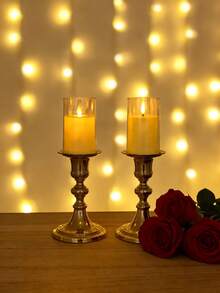 1支现代装饰圆柱形LED蜡烛，浪漫婚礼餐桌装饰LED蜡烛，柱形蜡烛，玻璃柱形蜡烛，适用于招待会、订婚派对、周年纪念、客厅餐桌摆饰、水疗中心、休闲场所、美学房间装饰、活动闪烁灯光、家居装饰、卧室、晚餐、婚礼 - 彩色 - 查看 5