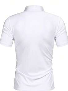 男士极简时尚高领短袖T恤 - 白色 - 查看 3