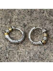 2 件嘻哈经典耳环，创意设计，法式奢华时尚休闲复古时尚，适合送礼、日常佩戴、街头派对、节日 - 古老 - 查看 3