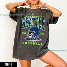 Seattle Football Vintage Style  T-Shirt Seattle Seahawk Football T-Shirt Seattle T-Shirt Retro Seahawks Fo_7062308562 - 黑色 - 查看 1