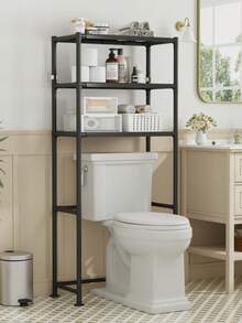 1pc 2/3/4/ Tier Over Toilet Storage Stand, Easy Assembly Bathroom Shelf, Black Metal Space Saving Organizer For Restroom Towel, Shampoo & Toilet Paper - Multicolor - View 3