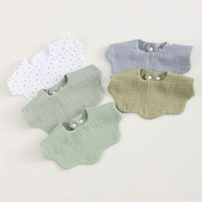 5条穆斯林纯棉婴儿围兜，超强吸水，透气舒适，多种颜色可选，时尚美观