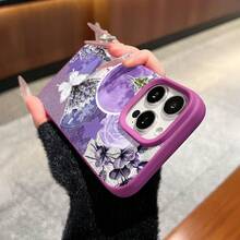 Estuche para teléfono con diseño de mariposa floral morada compatible con  17,  16 Pro Max,  15 Pro Max,  13 y  12. Su elegante textura suave brinda protección contra golpes y caídas. Un regalo perfecto para familiares, amigos, seres queridos, novios/novias y el Día de San Valentín. - Morado - Ver 4