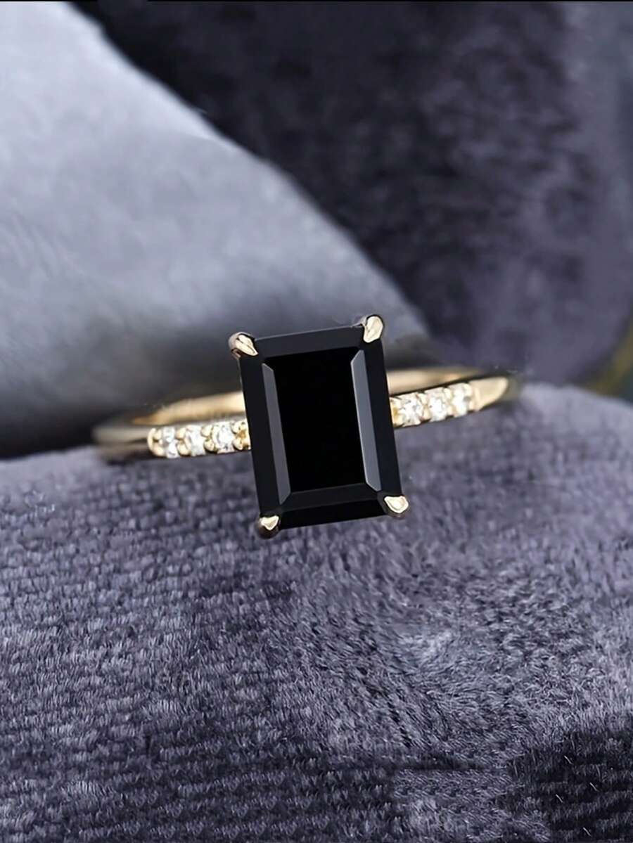 复古波西米亚风切割合成立方氧化锆订婚戒指，锌合金镀层，适合婚礼、派对、感恩节等场合佩戴——四季皆宜的配饰 - 戒指 - 查看 1